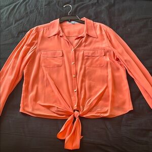 Antonio Melani Women's Coral Button-Up Tie-Front Blouse